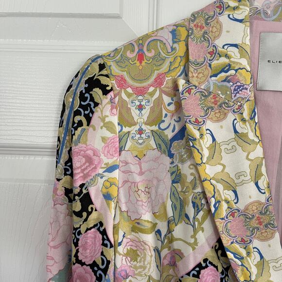 Elie Tahari The Skylar Linen-blend Blazer in Summer Damask Print - Picture 2 of 9